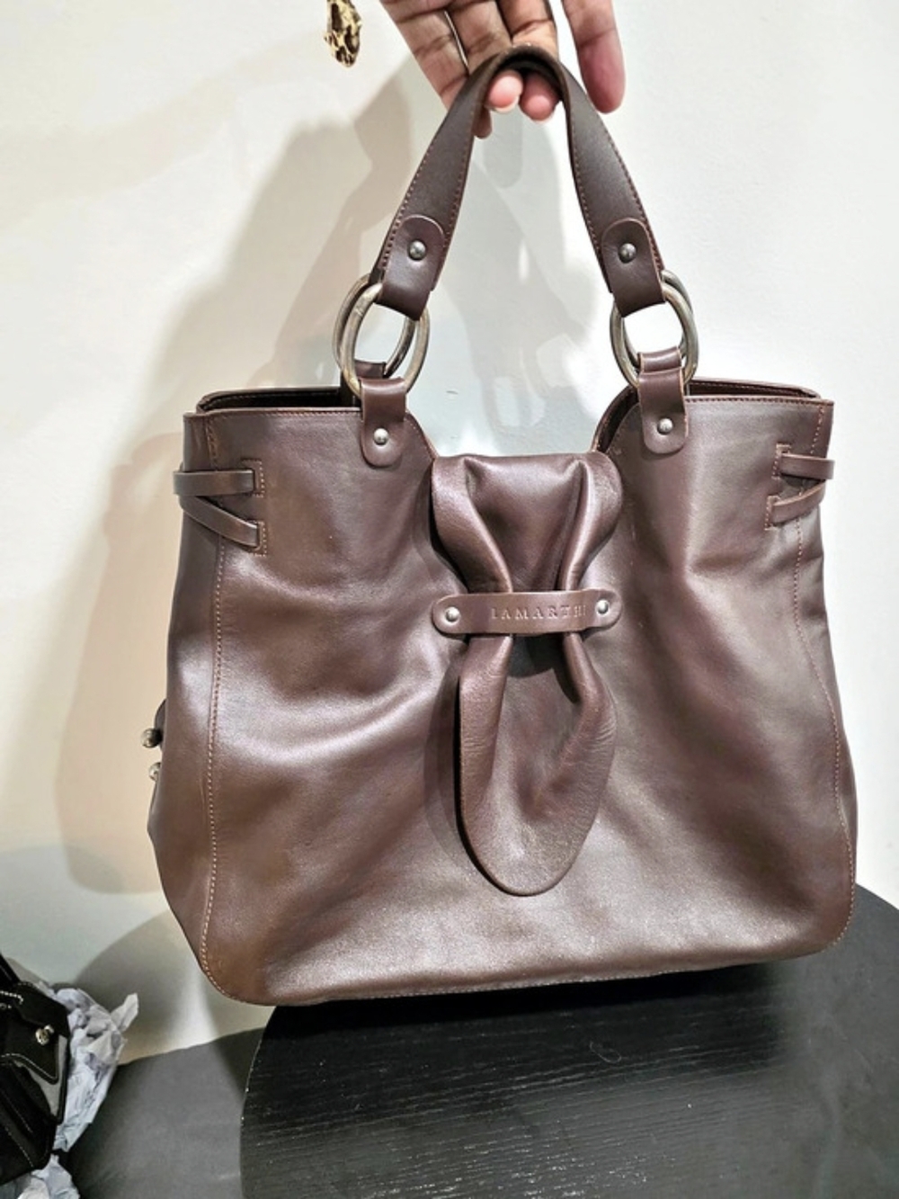 Lamarthe Brown Soft Leather Top Handl Bag
